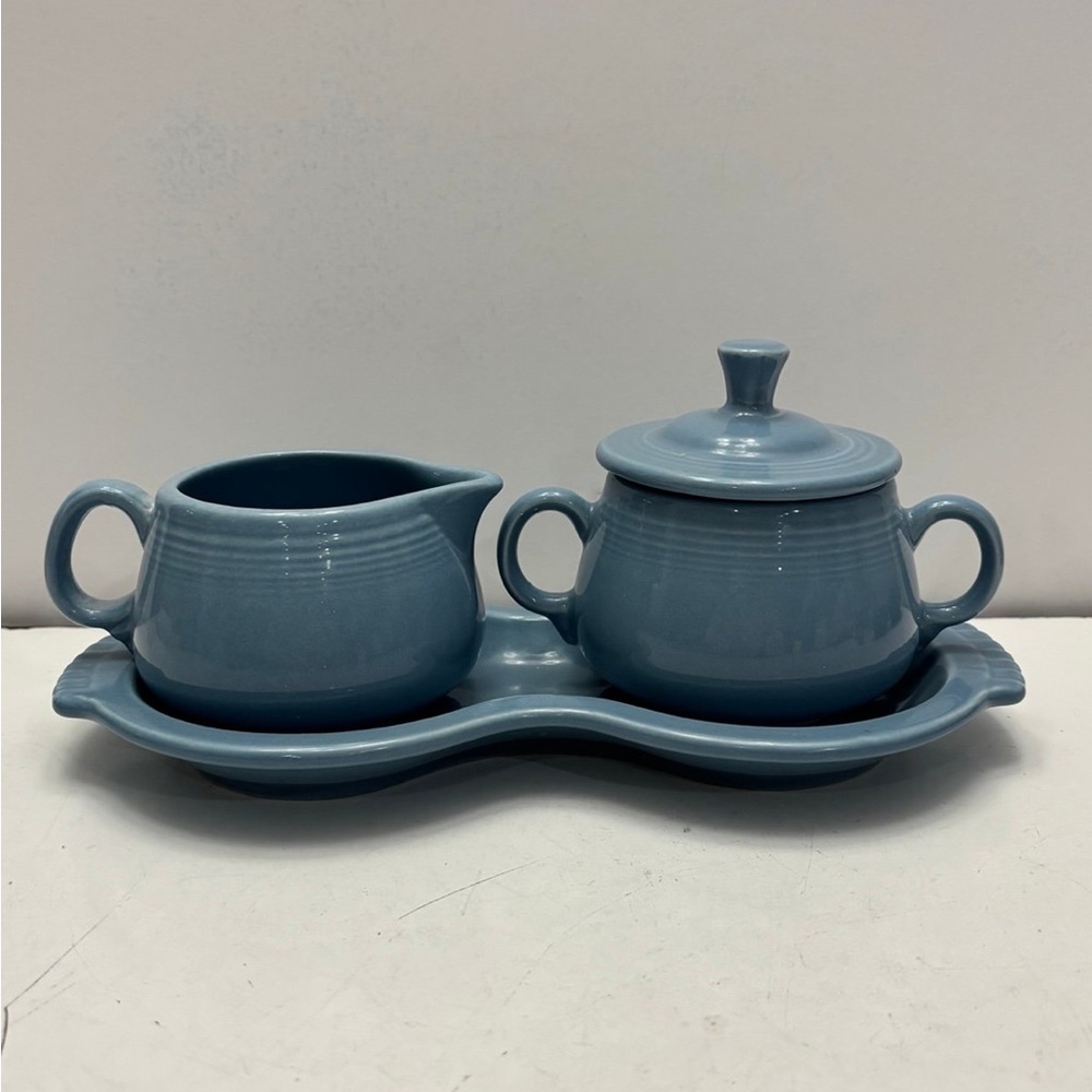 FIESTA SUGAR & CREAMER TRAY SET- blue